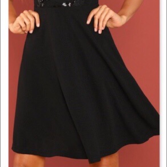 NWT Rouge! Mesh Sparkly Sequin Fit & Flare Dress in Black, Sz. S - Picture 6 of 10